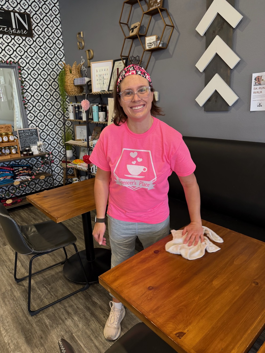 A Treasure House resident at work in a café